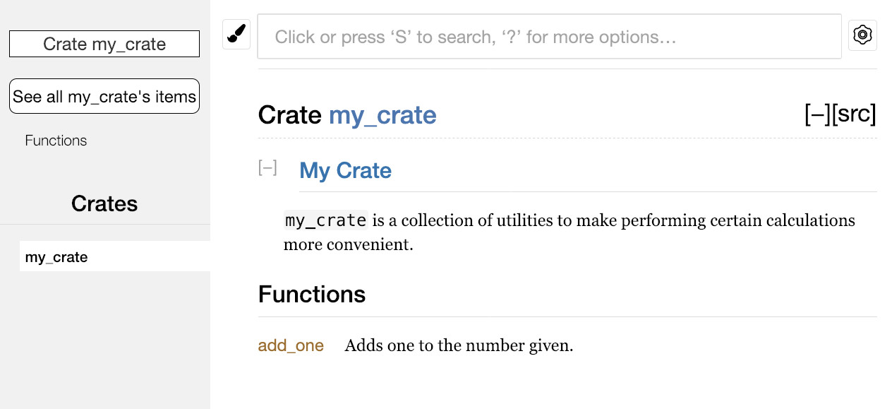 crate 整体注释所渲染的 HTML 文档